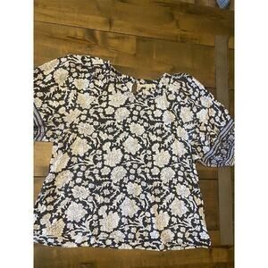 Saison De La Fleur Anthropologie Organic Cotton Blouse Size Medium